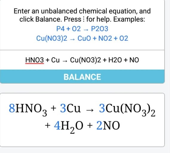 balanced chemical equation calculator w products