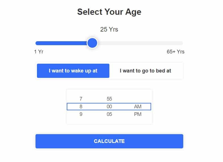 bedtime calculator start sleeping