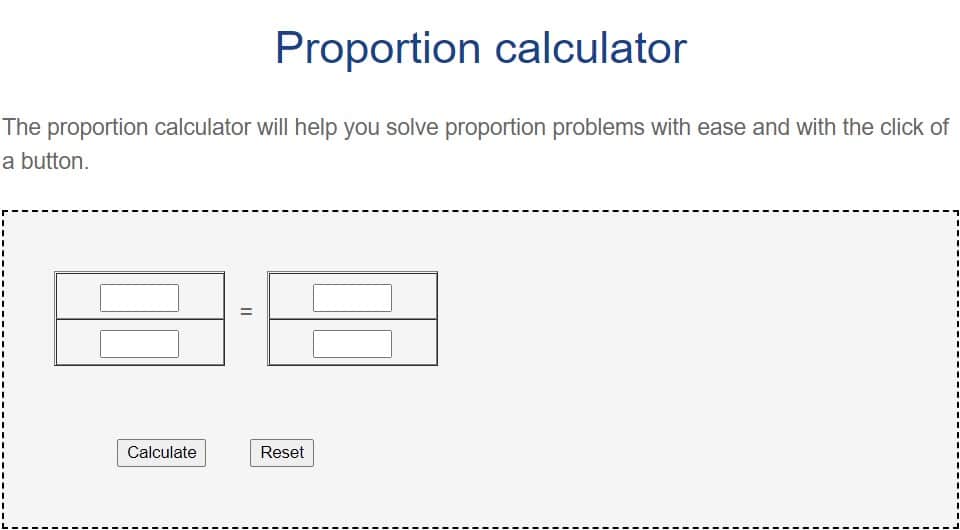 best proportions calculator basic mathematics
