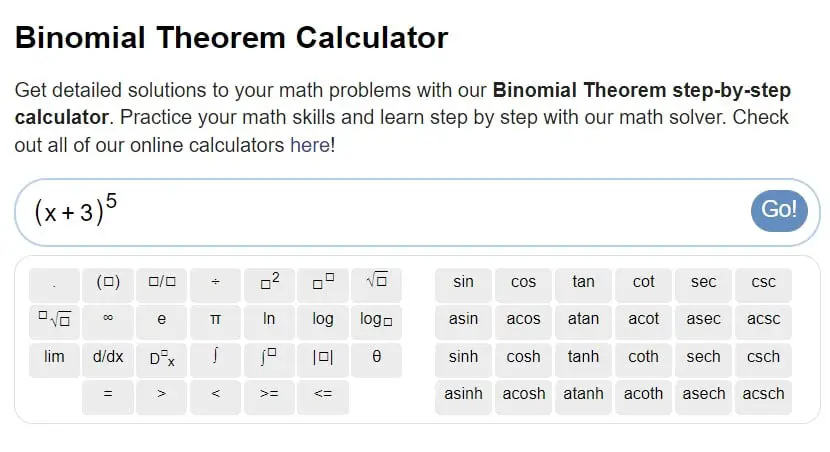 binomial theorem calculator snapxam