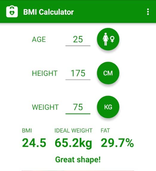 bmi calculator % app