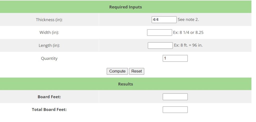 board ft calculator hardwood ind