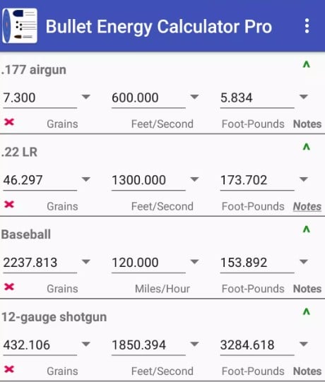 bullet energy calculator DavideAgnello