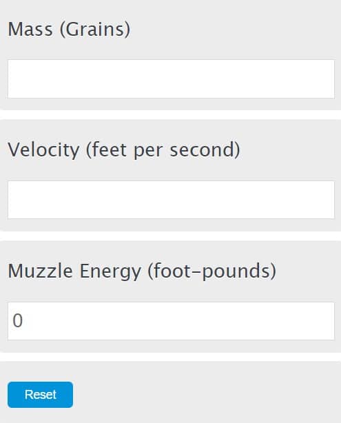 bullet energy calculator academy