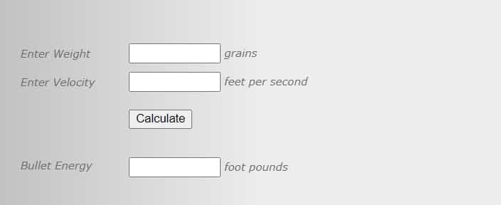 bullet energy calculator ballistics 101