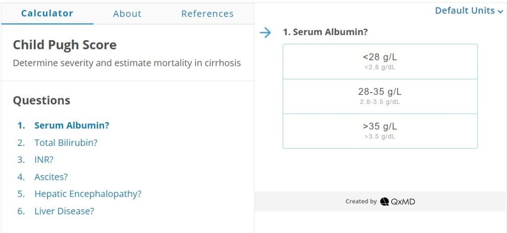 childs pugh calculator medscape