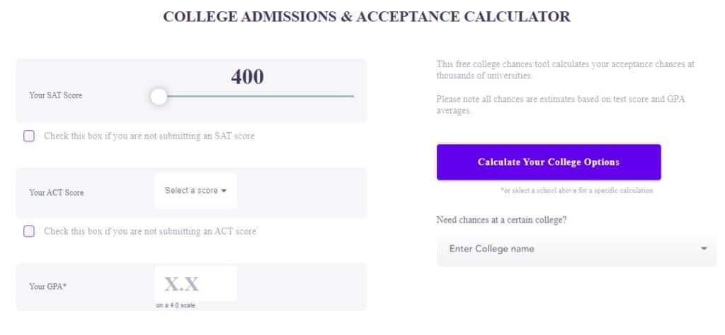 college acceptance calculator campus reel