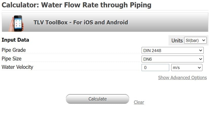 flow rate calculator tlv