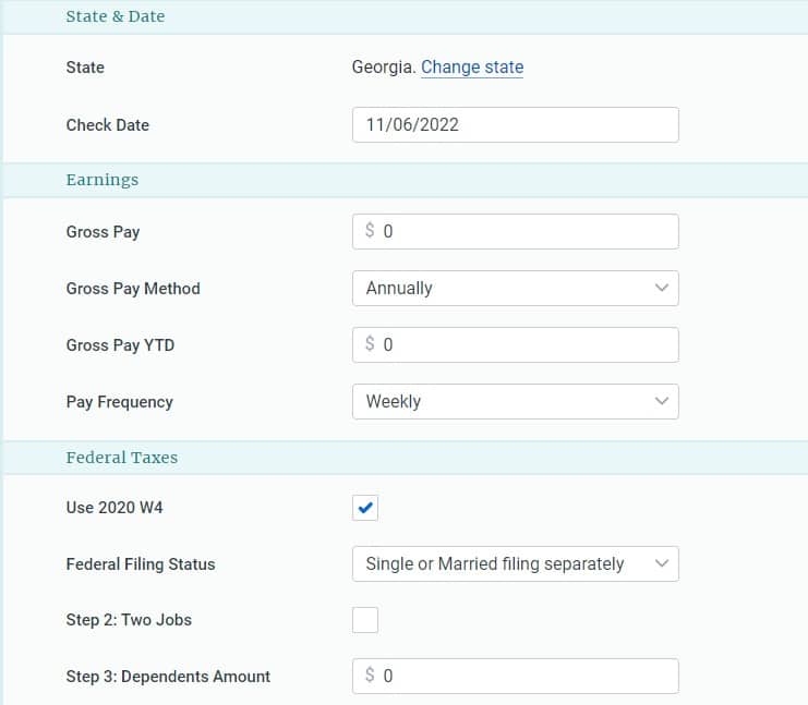 georgia tax calculator pay check city