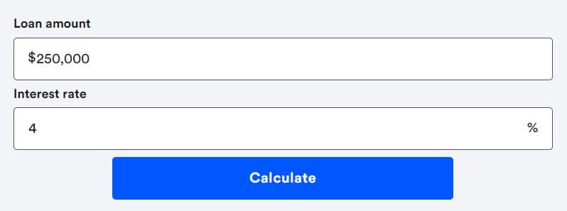 interest only calculator bank rate