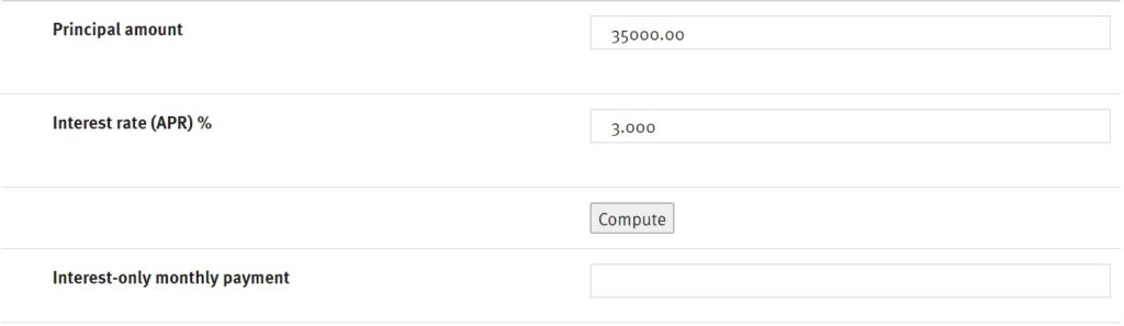 interest only calculator stcu