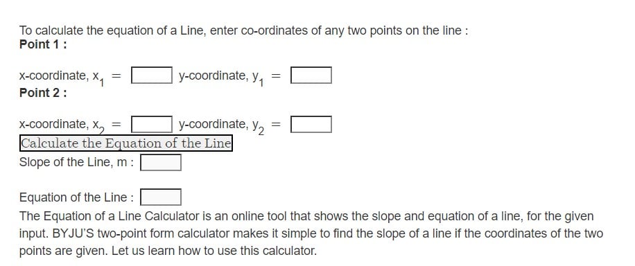 line equation calculator byju