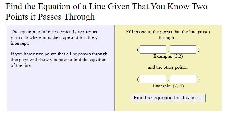 line equation calculator webmath