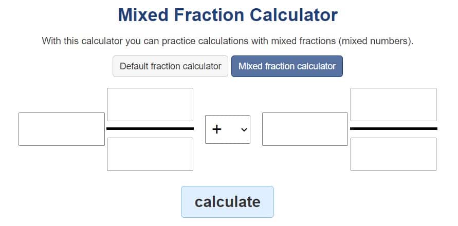 mixed number calculator fraction calculator