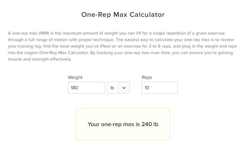 orm calculator legionathetics