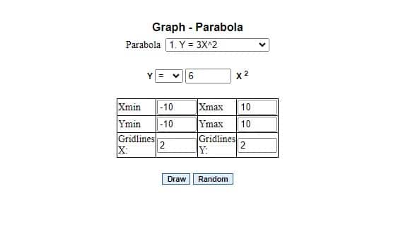 parabola calculator atozmath