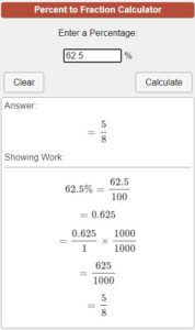 percent to fraction calculator soup