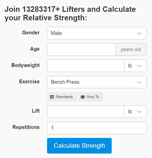 squat calculator strength level