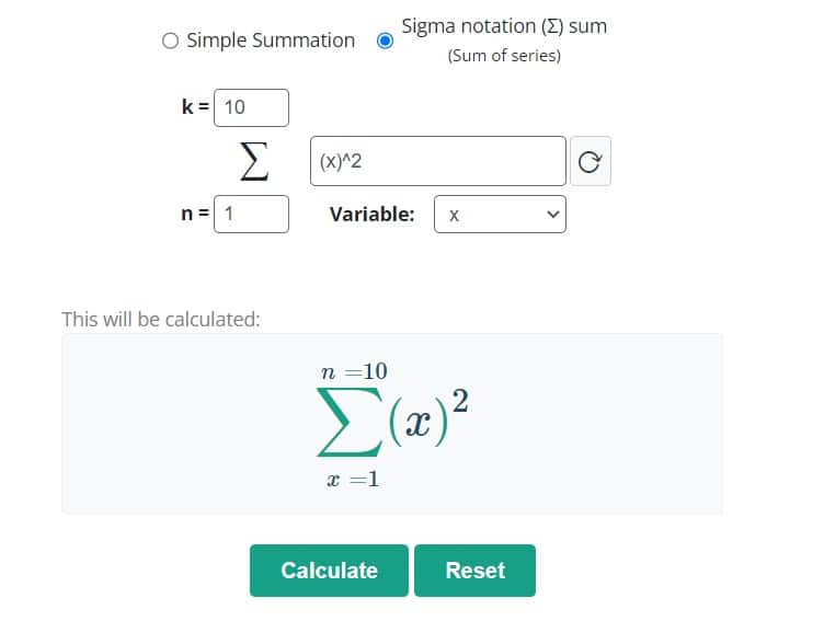 summation calculator all math