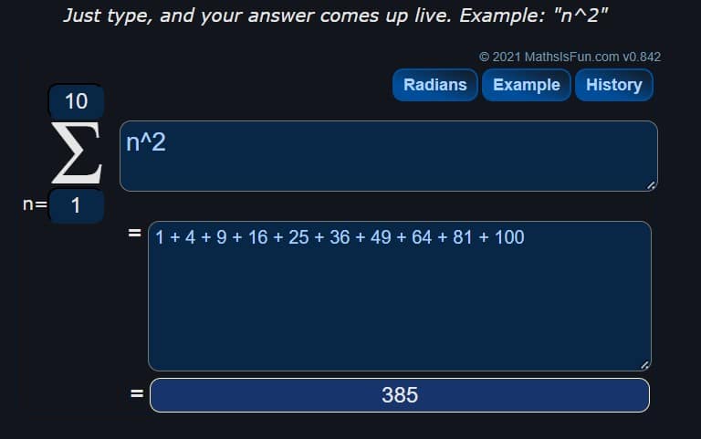 summation calculator math is fun