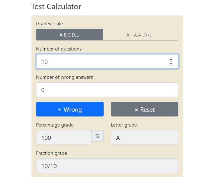 test percentage rapid tables