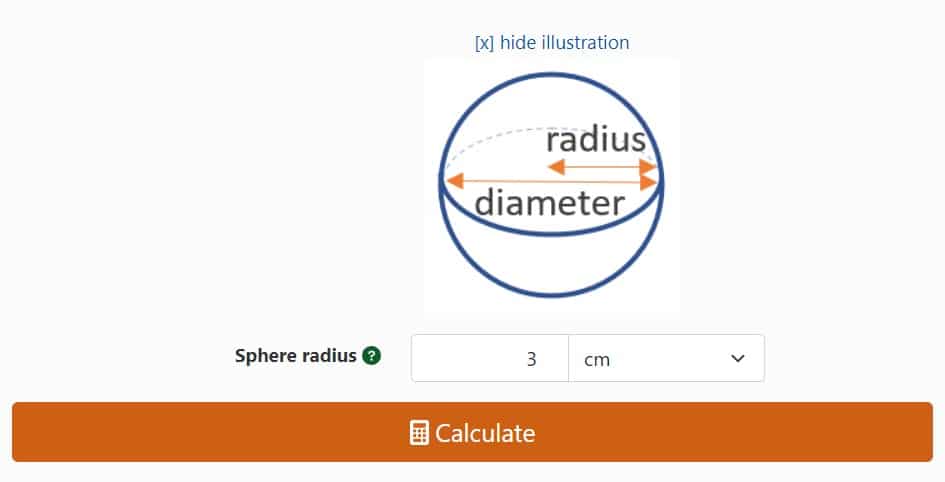 volume of sphere calculator giga