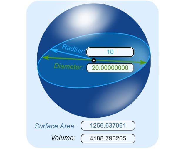 volume of sphere calculator math is fun