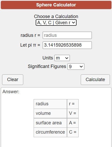 volume of sphere calculator soup