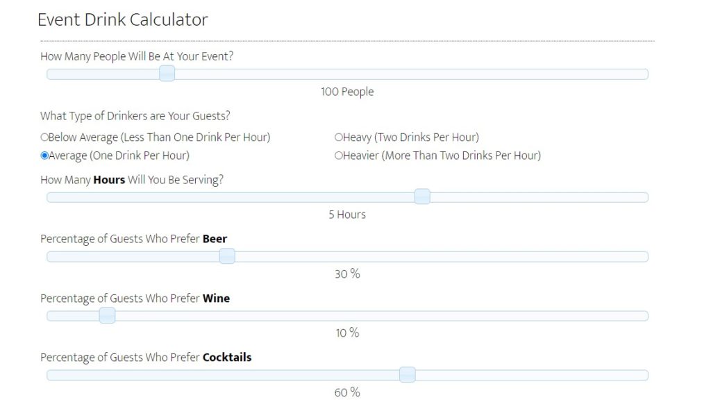 wedding alcohol calculator hubtap