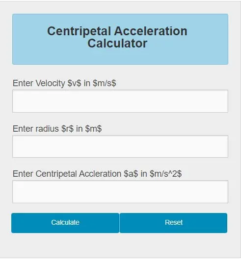 centripetal acceleration calculator physics catalyst