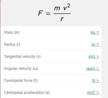 centripetal acceleration omni calculator