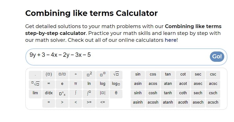 combining like terms calculator snapxam
