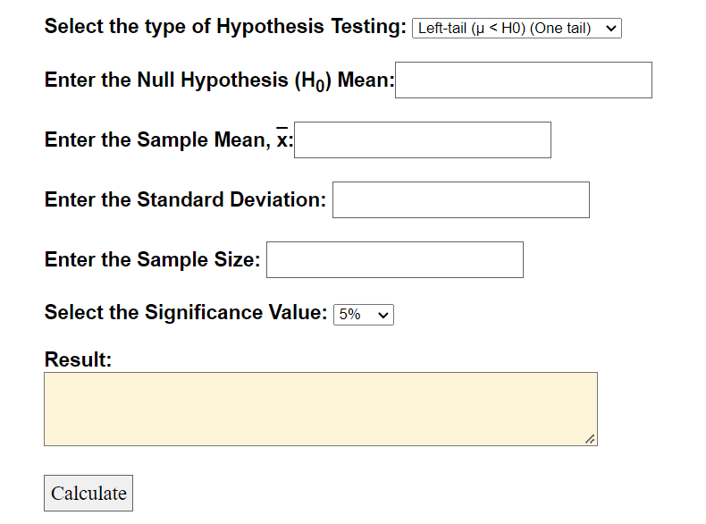 hypothesis testing calculator learning about electronics