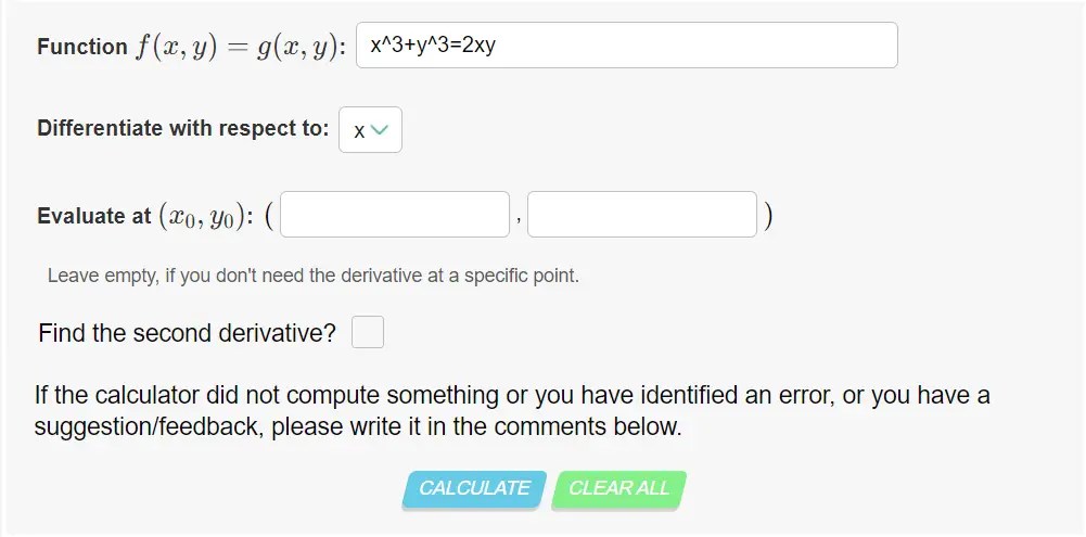 implicit derivative calculator emath help