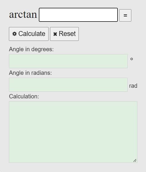 inverse tan calculator rapid tables