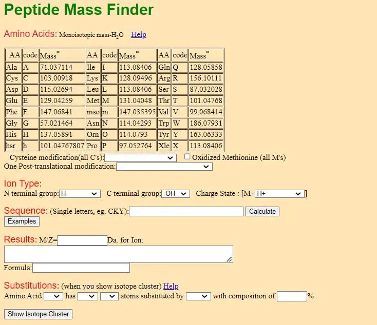 peptide calculator colby