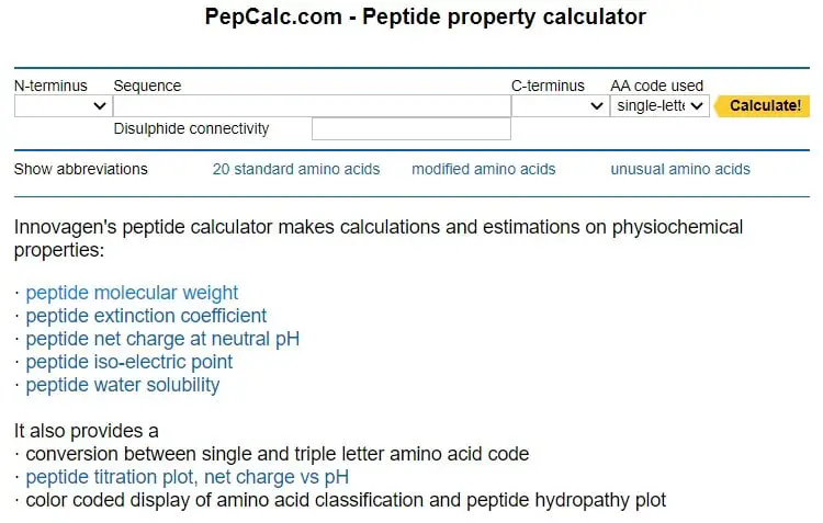 peptide calculator pepcalc