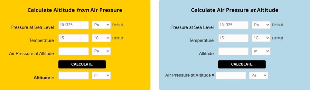 pressure altitude calculator mide