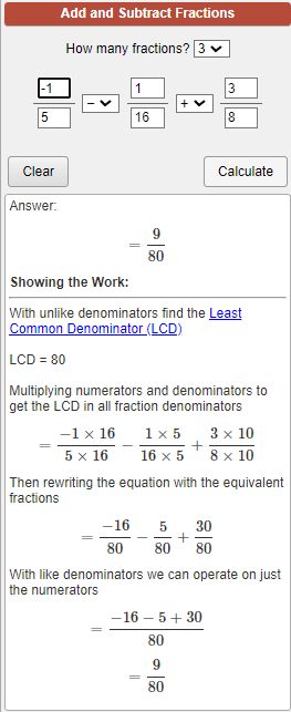 three point fraction calculator calculator soup