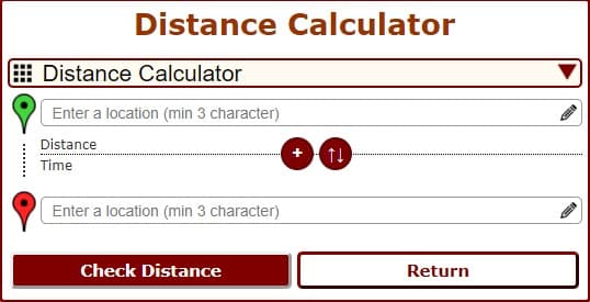 travel time calculator distances from