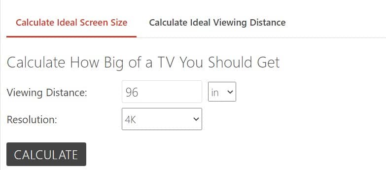 tv size calculator inch calculator