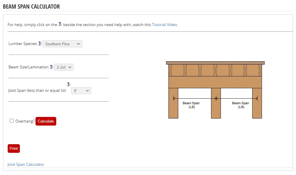 beam span calculator decksgo