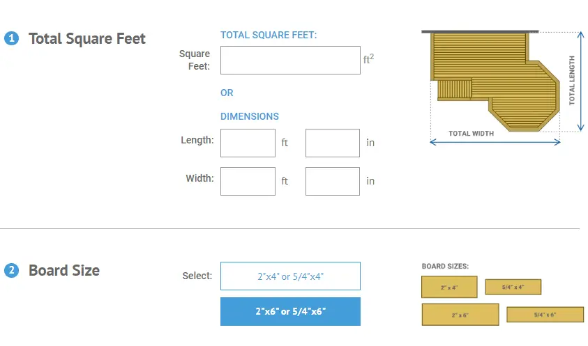 deck material calculator deck.com