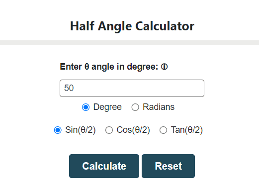 half angle calculator mera calculator