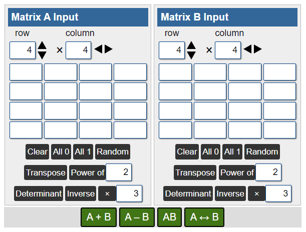 multiply matrix calculator calculator.net