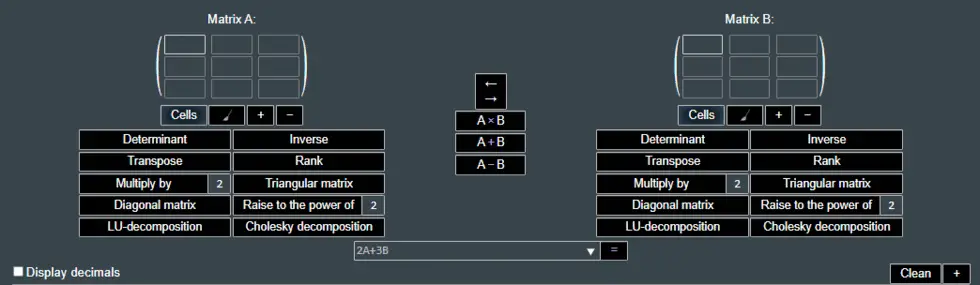 multiply matrix calculator matrixcalc.org