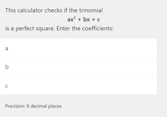 perfect square trinomial omni calculator
