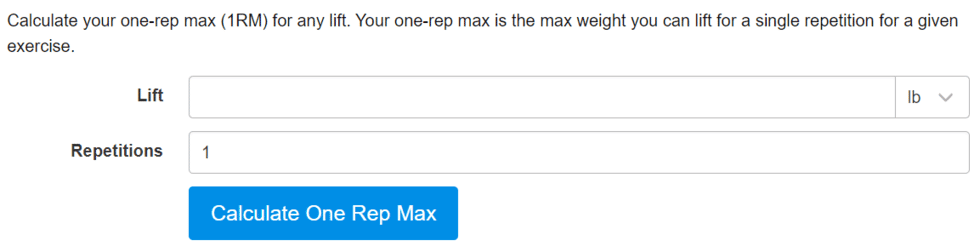 rep max calculator strength level
