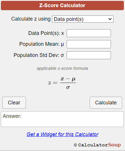 z-score calculator calculator soup