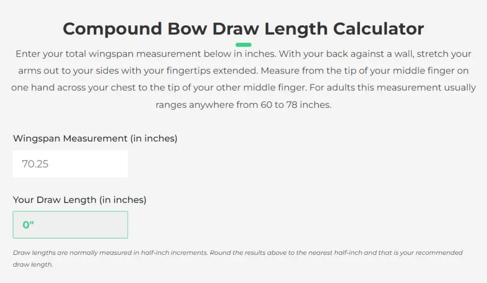 draw length calculator archery hunting